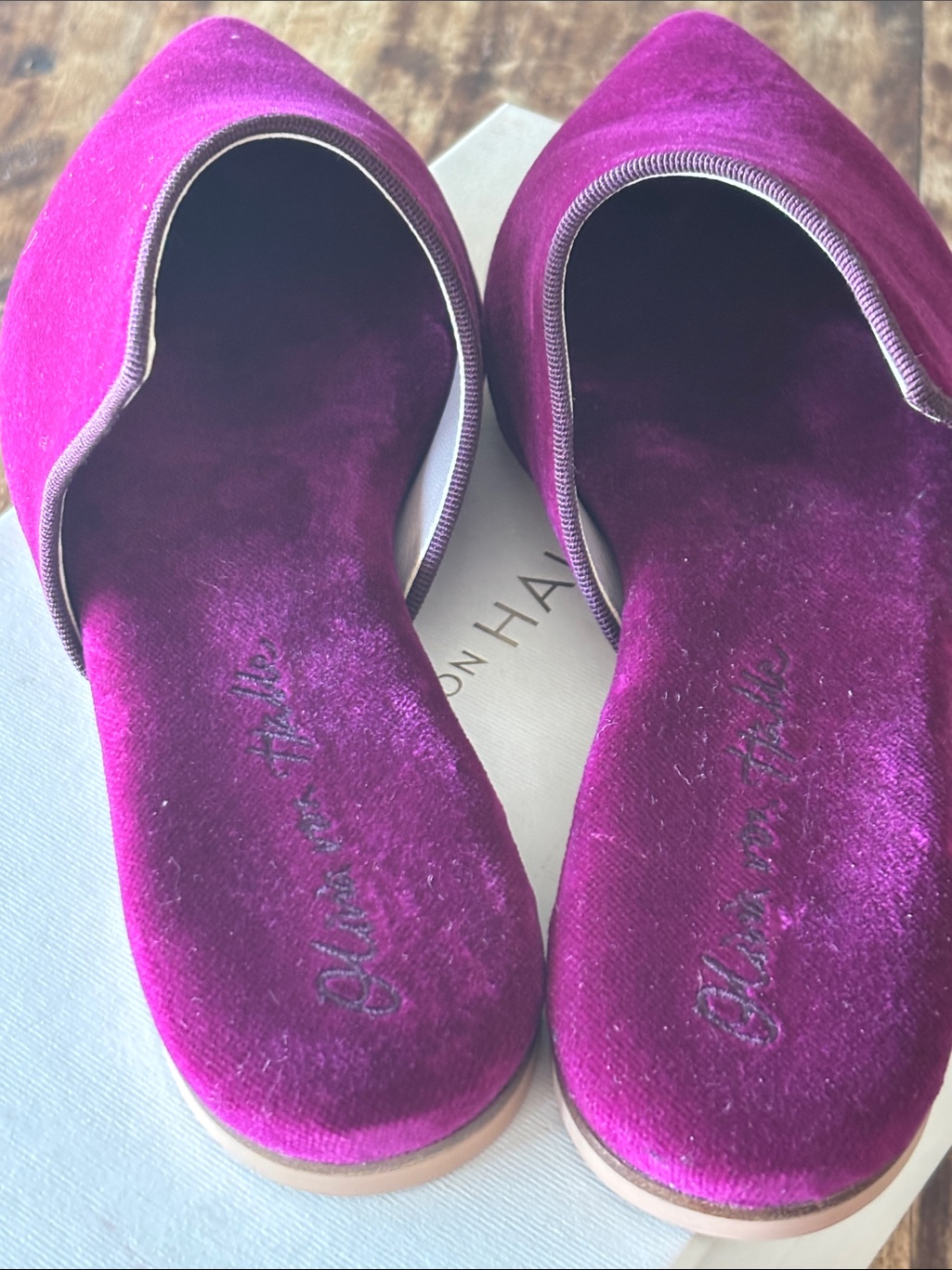 Olivia Von Halle Contessa Pasha Pink Slippers In Velvet Size 38 — image 3 of 8